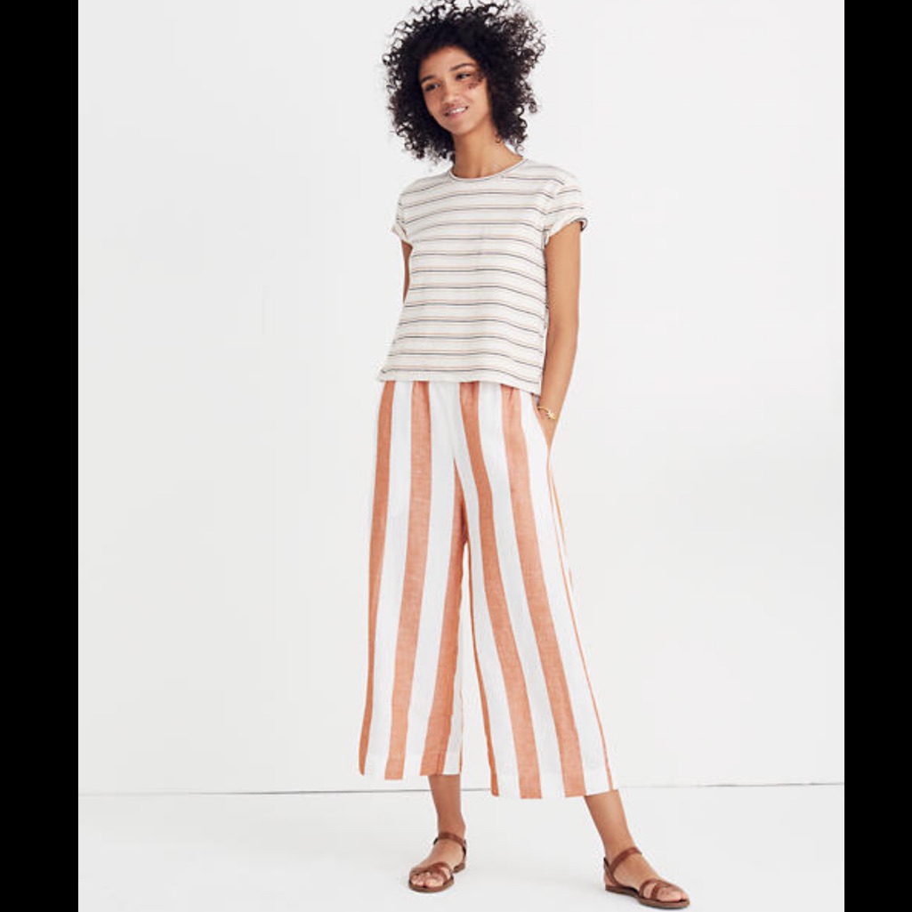 Madewell Huston Pull-On Crop Pants In Evelyn Strip